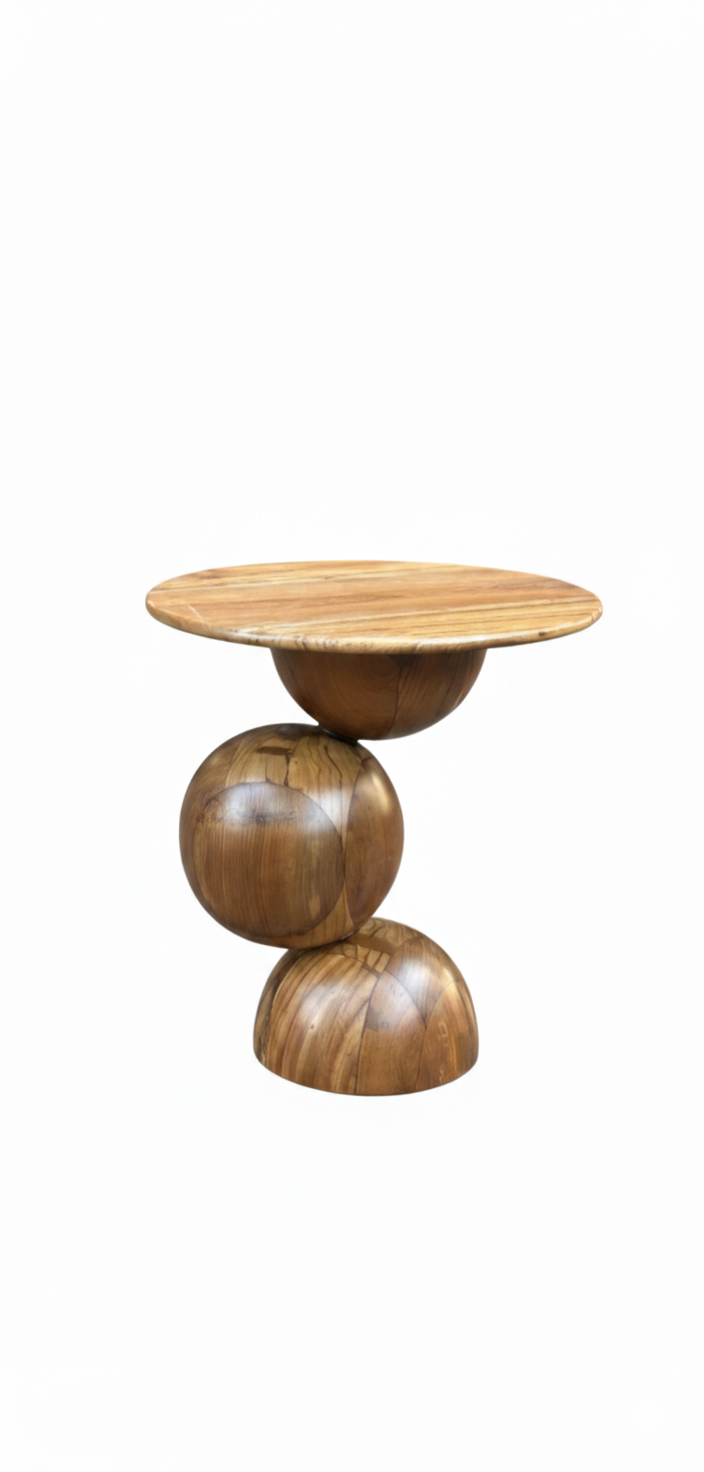 Mbark Woods – The Orbital Accent Table | Sculptural Acacia Wood Round Side Table