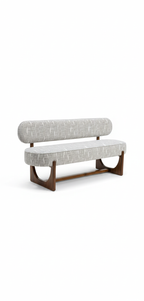 The Valencia Upholstered Bench | Acacia Wood Designer Bench with Backrest