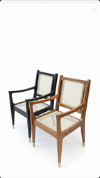 The Riviera Cane Arm Chair | Acacia Wood Dining Chair with Handwoven Cane & Brass Leg Caps