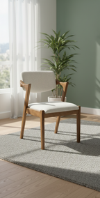 The Verona Arm Chair | Acacia Wood Upholstered Dining & Accent Chair