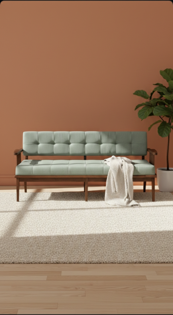 The Copenhagen 3-Seater Sofa | Acacia Wood Mid-Century Modern Living Room Sofa