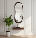 The Halo Oval Mirror | Acacia Wood Framed Full-Length Oval Decorative Wall Mirror