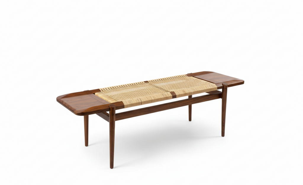 Baithak Cane Bench | Solid Wood Bench with Handwoven Cane Seat