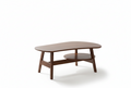 Akaar Coffee Table | Solid Wood Modern Centre Table with Curved Top & Lower Shelf