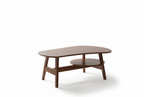 Akaar Coffee Table | Solid Wood Modern Centre Table with Curved Top & Lower Shelf