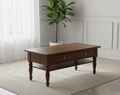 The Winchester Console Table | Acacia Wood Living Room Table with Dual Drawers & Open Shelf