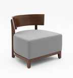 Saaj Lounge Chair | Acacia Wood Accent Chair with Curved Wooden Back & Upholstered Seat