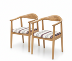 Elio Arm Chair | Solid Wood Dining Chair with Curved Armrests & Cushioned Seat