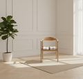 Elio Arm Chair | Solid Wood Dining Chair with Curved Armrests & Cushioned Seat