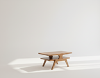 Axton Coffee Table | Solid Wood Centre Table with Lower Shelf & Sculpted Support