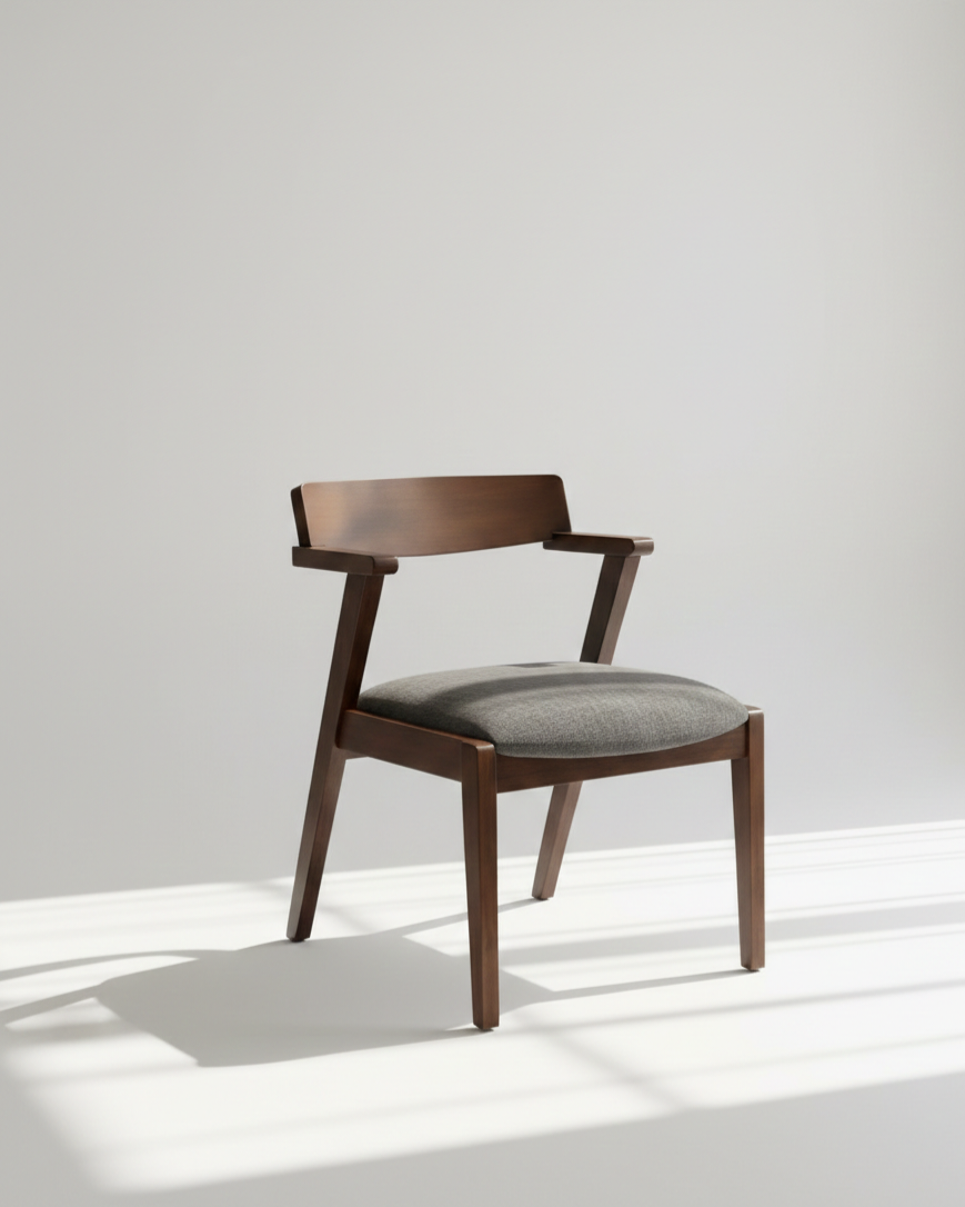 Orion Chair | Solid Wood Dining Chair with Upholstered Seat & Arm Support