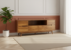 Arvo Media Console | Solid Wood TV Unit with Storage Cabinets & Open Shelf