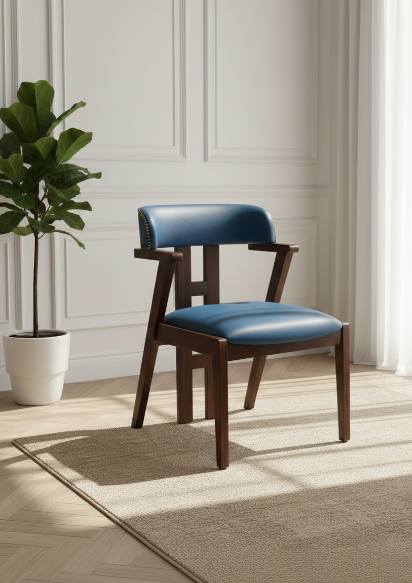 Kairo Dining Chair | Solid Wood Chair with Upholstered Seat & Back