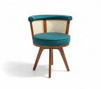 Sama Cane Chair | Upholstered Accent Chair with Handwoven Cane Back & Solid Wood Legs