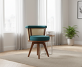 Sama Cane Chair | Upholstered Accent Chair with Handwoven Cane Back & Solid Wood Legs